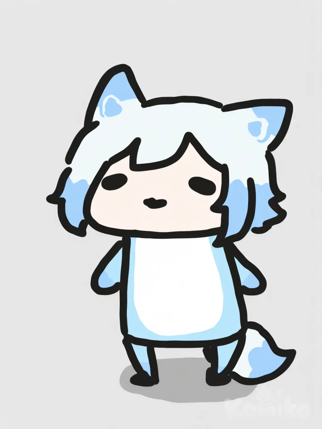 Blue furry fox , [doodle-style]
