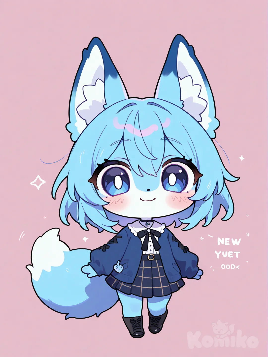 Random cute dump chibi furry blue fox