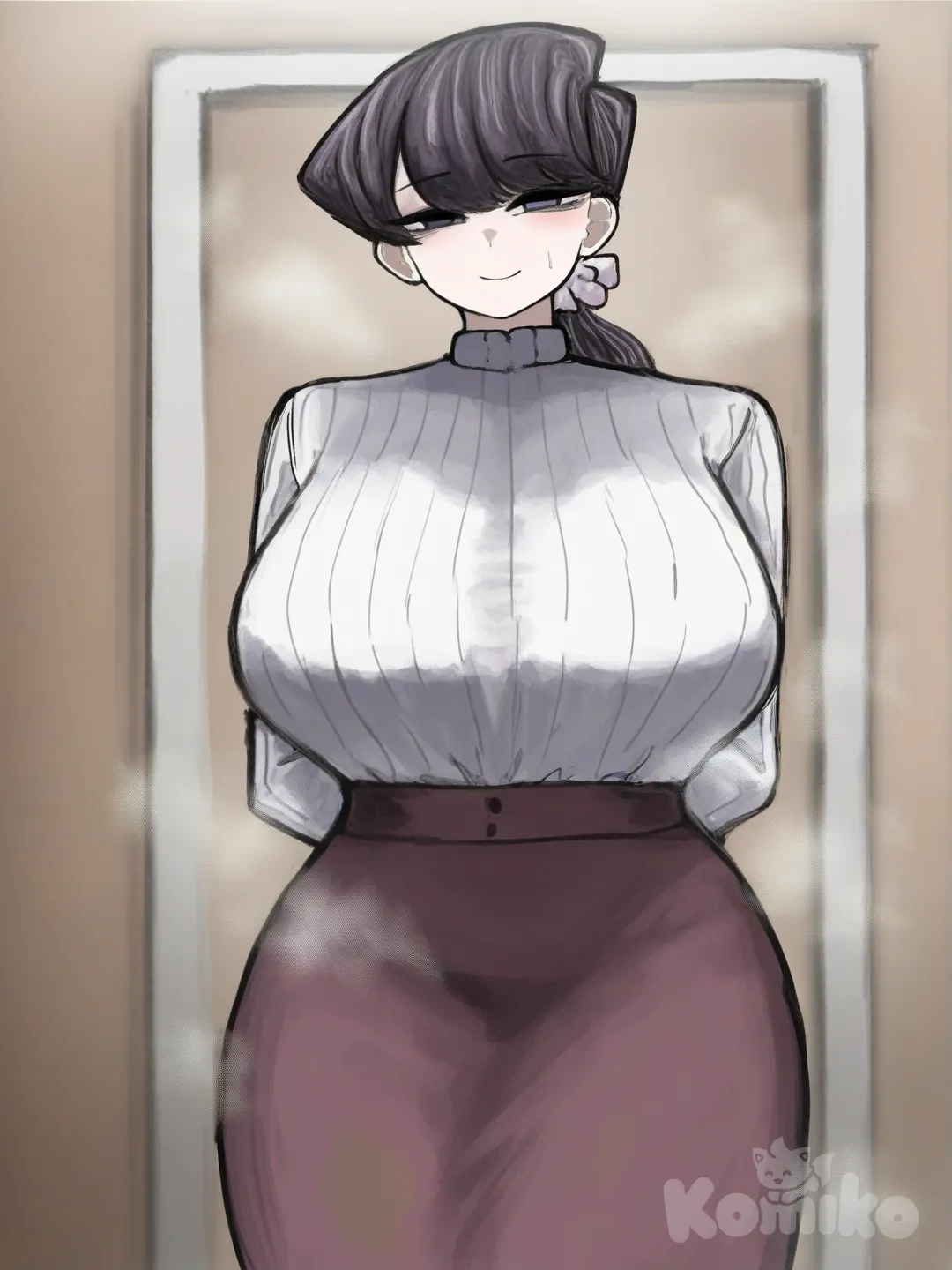 komi shuuko, komi-san wa komyushou desu, 1girl, [sketchy-painterly-style]