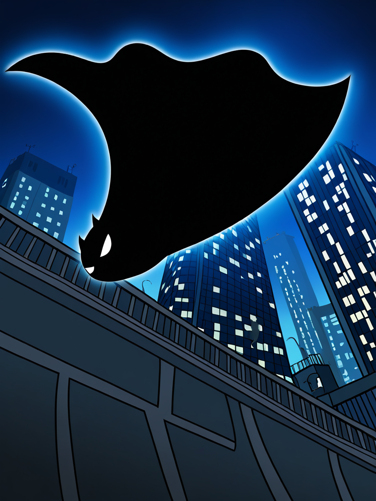 [powerpuff-girls-style], @Batman, jumping from rooftop, alley