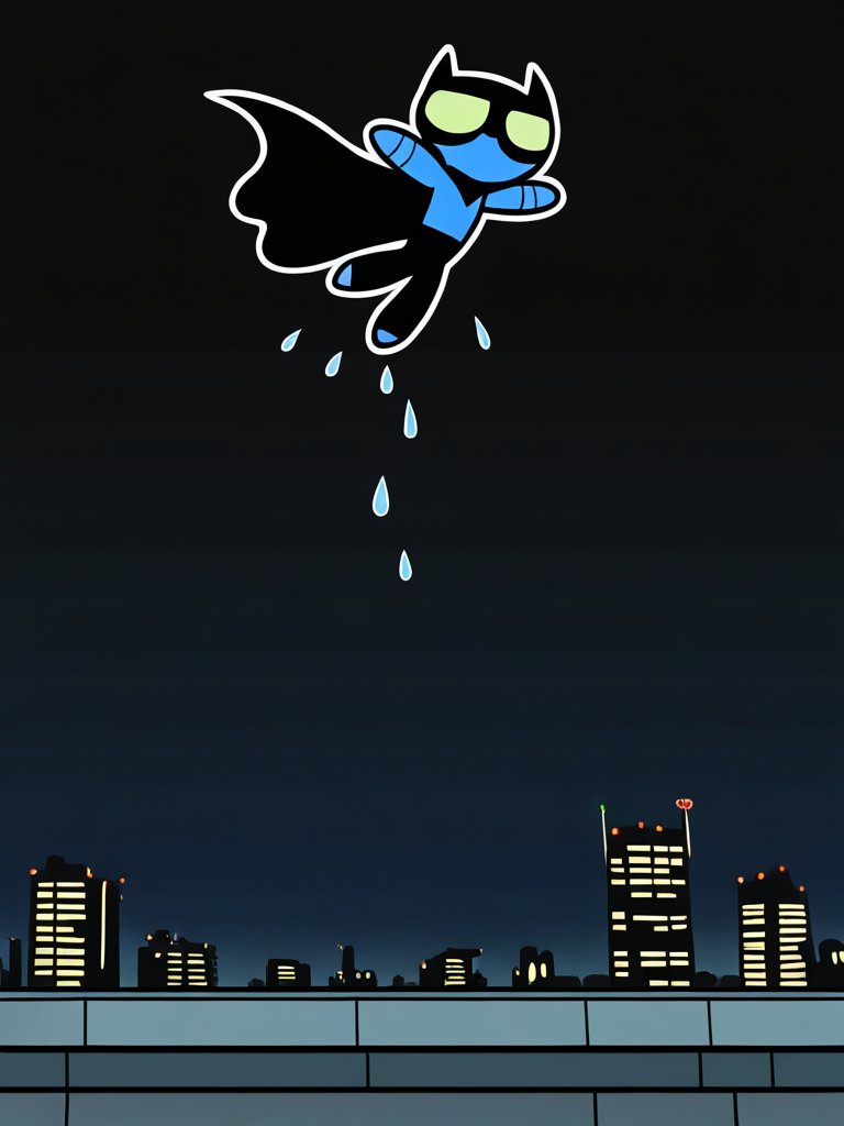 [powerpuff-girls-style], @Batman, jumping from rooftop, alley