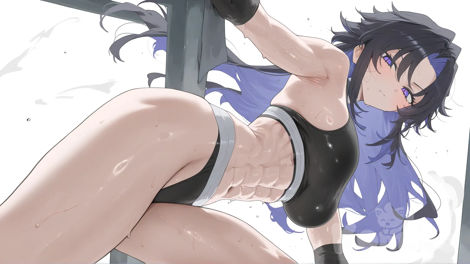 muscular female, bleach