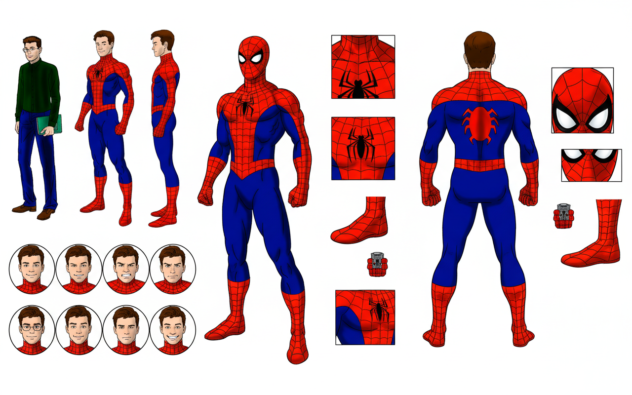 Spider-Man character sheet design 