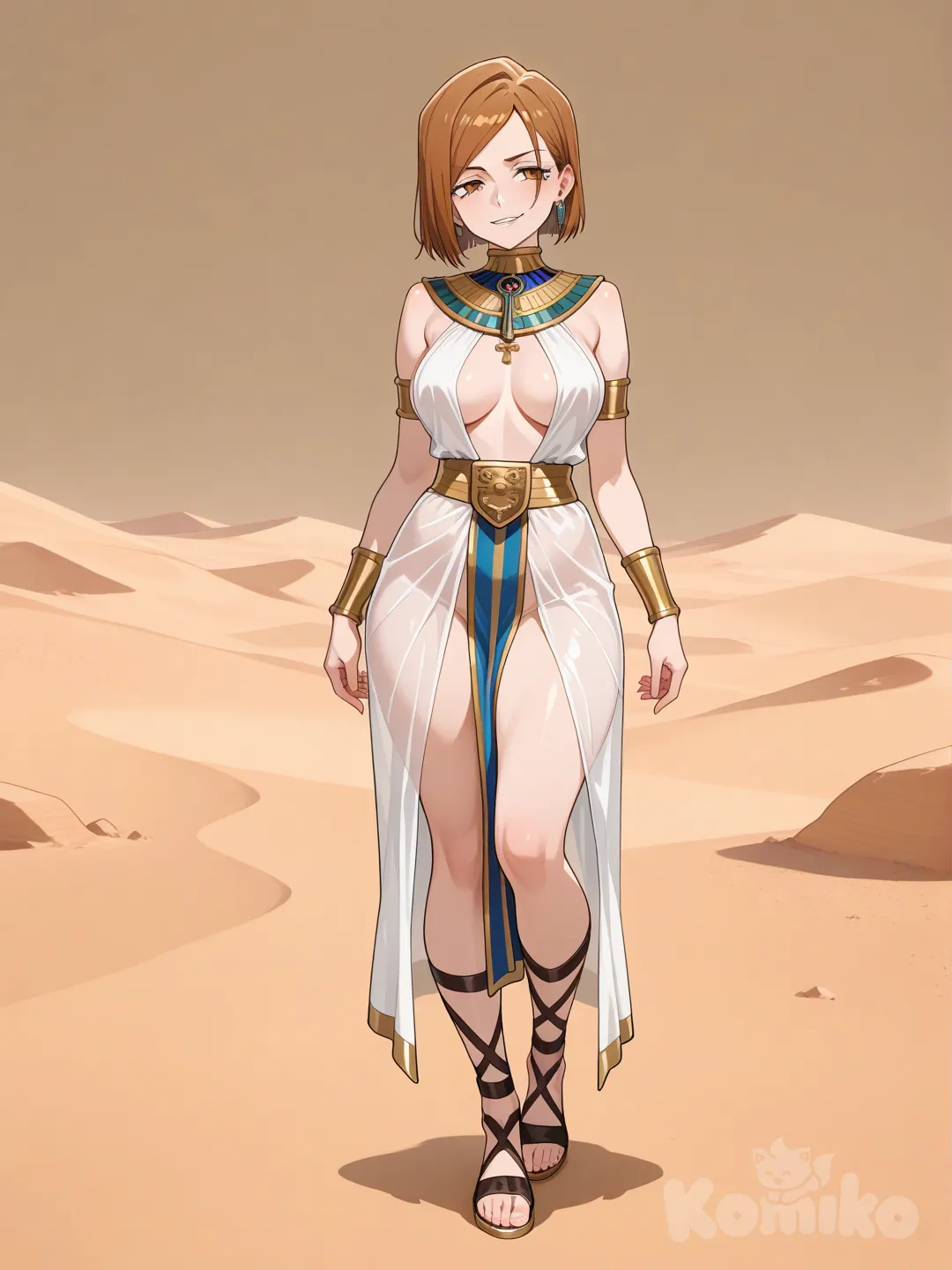 ancient egyptian clothes, @Kugisaki_Nobara, full body, sexy, see-through