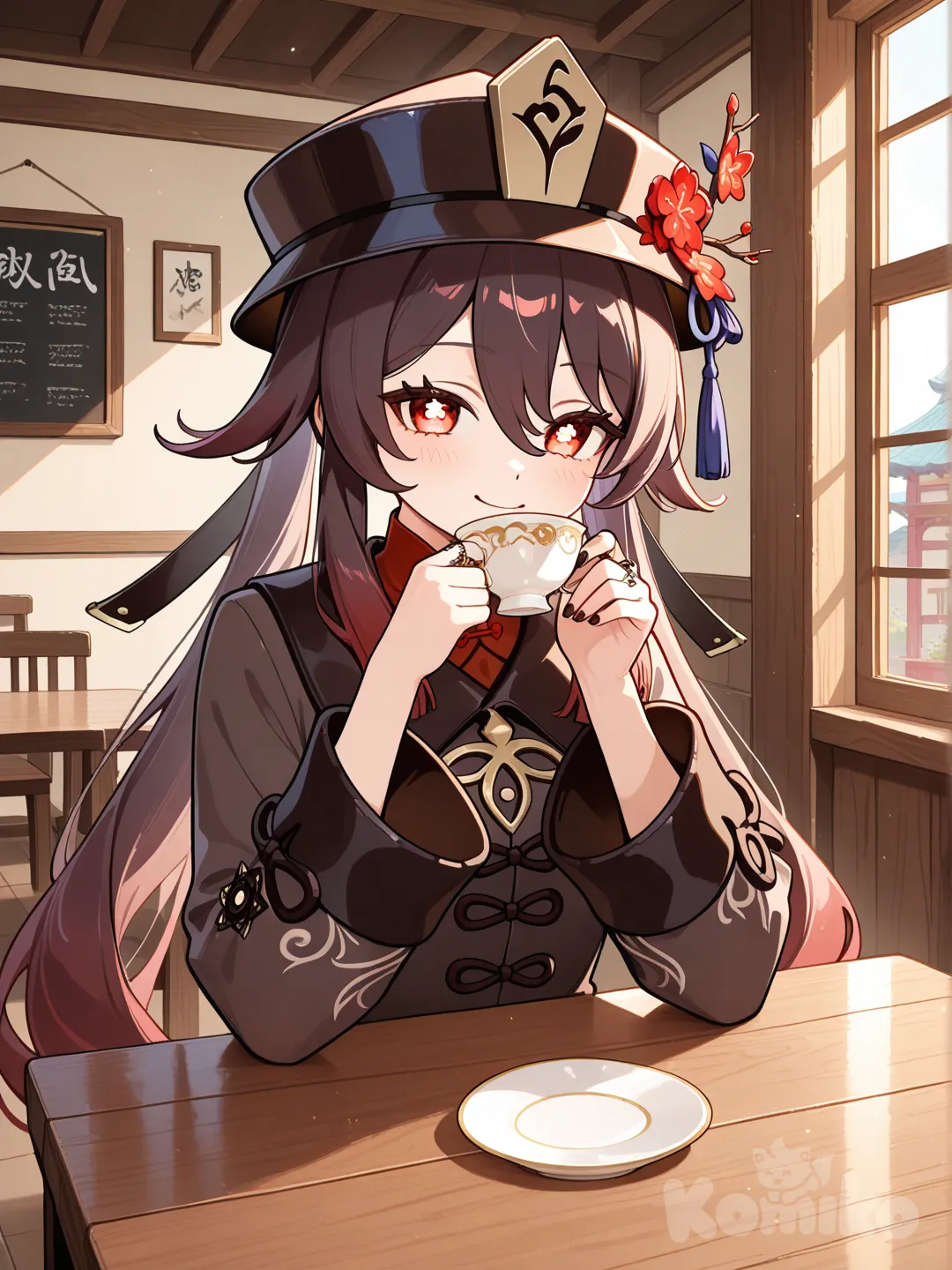 Hu tao:oh hello, want some tea?