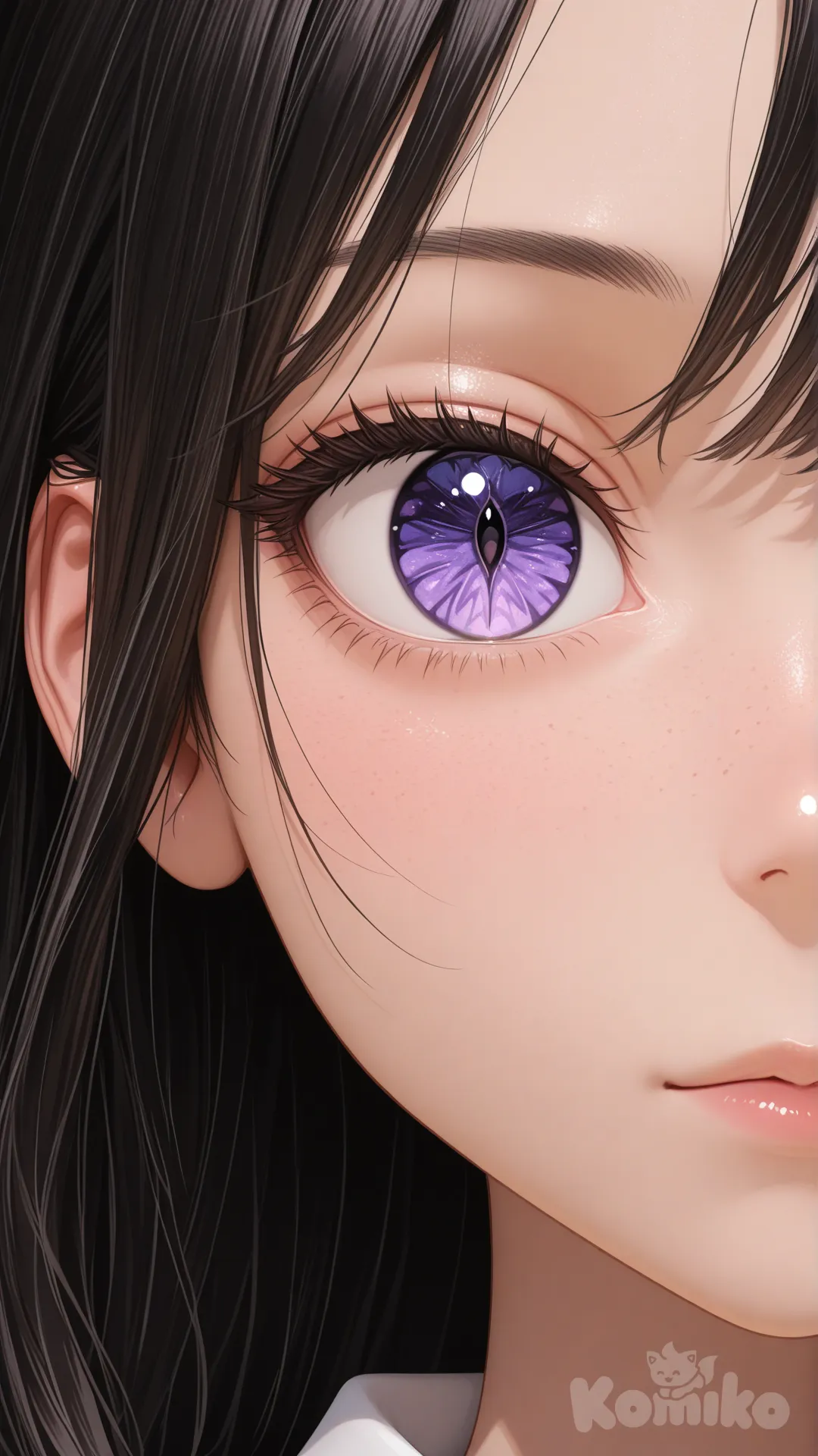 early twenties, dark hair, captivating eyes, semi-realistic 3d style, octane render, face, intricate details, sharp focus