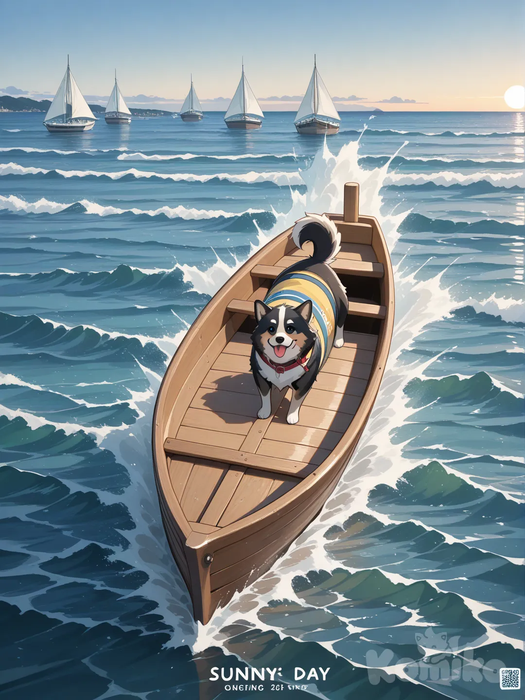 Haz un perro montando un barco