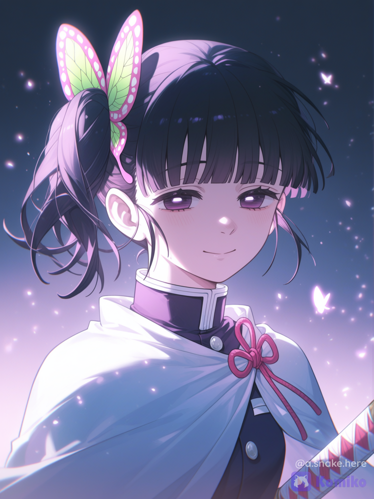 [dreamy-haze-style], dreamy, closed mouth smile, portrait, rim light, ethereal lighting, flickering light, glowing particles, side light, gradient background, @Tsuyuri_Kanao