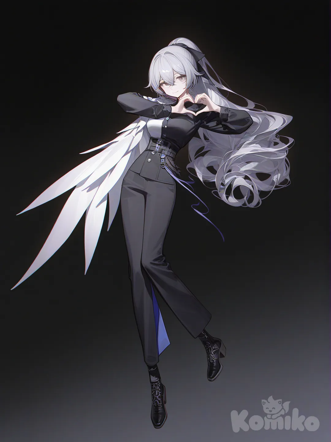 @Bronya_Zaychik_(Silverwing:N-Ex), [high-contrast-glossy-style], heart hands, full body