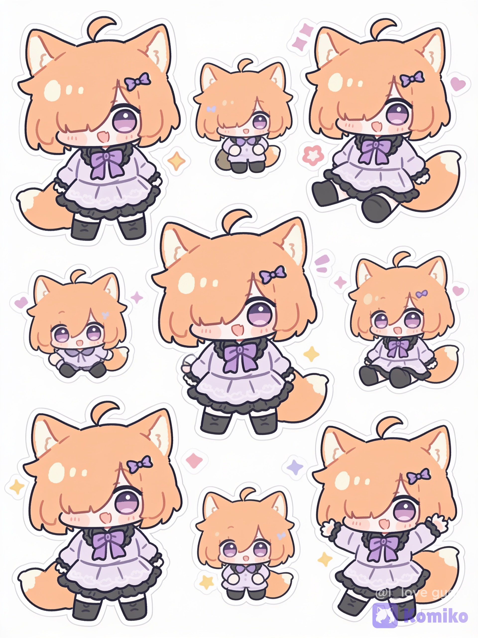 @Komiko_Chan on a super cute sticker sheet with a lot of stickers