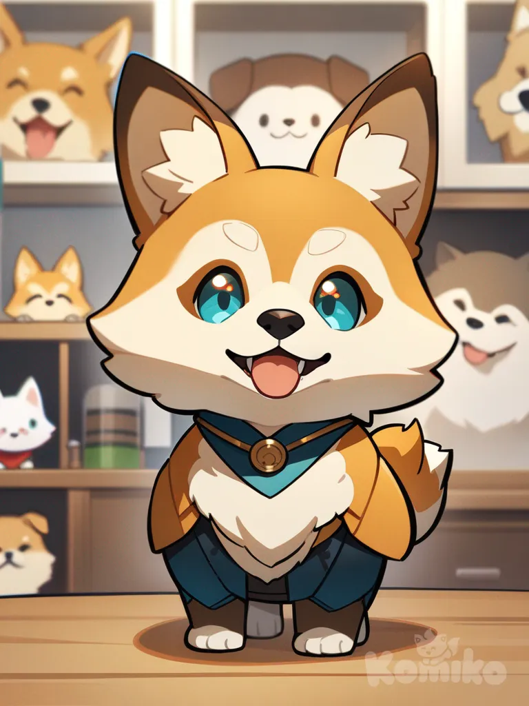 dog, pom fox face , Front view , chibi