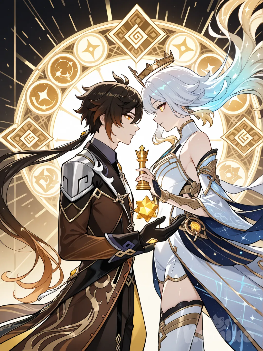 @asmoday-genshin-impact-Uvzw forcing the gnosis on @Zhongli_(Genshin_Impact)