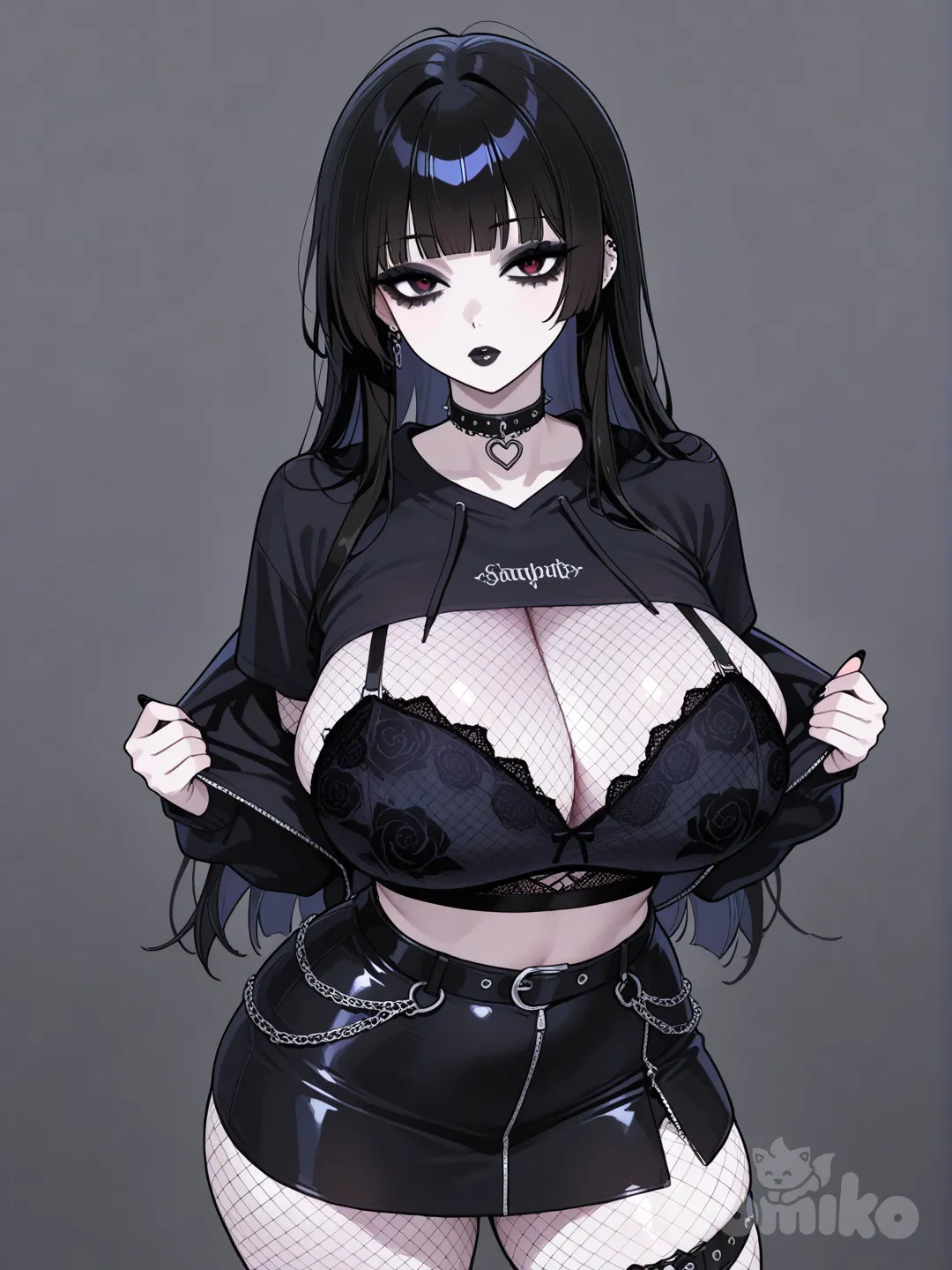 18+, adolecente gótica peituda tirando a roupa