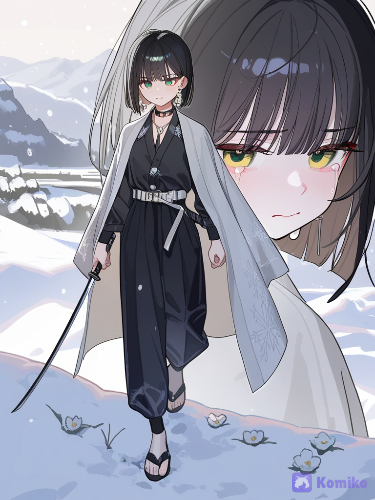 [lacquered-illustration-style], 1girl, @haruka-haruka-iggT, crying, snowy