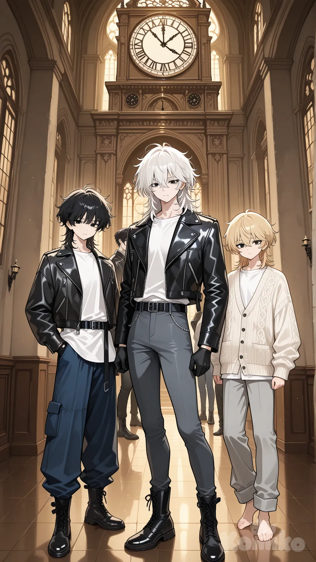 @Near, @Mello, @L_Lawliet, knitted cardigan, clock tower