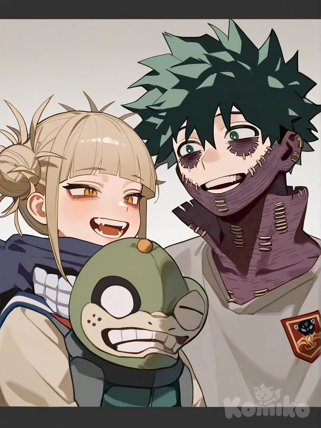 @Toga_Himiko, @Dabi_(Boku_No_Hero_Academia), @Midoriya_Izuku, [lacquered-illustration-style]