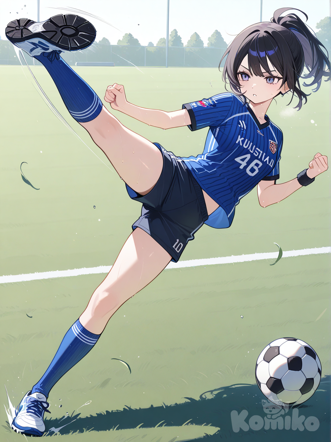 Playing soccer