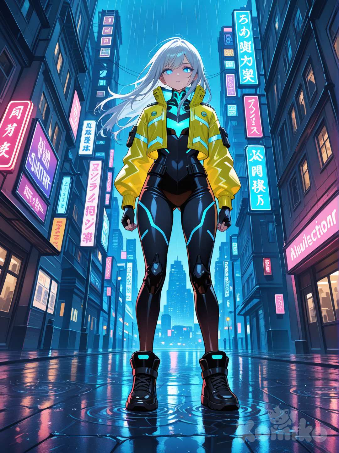 night in futuristic Tokyo
