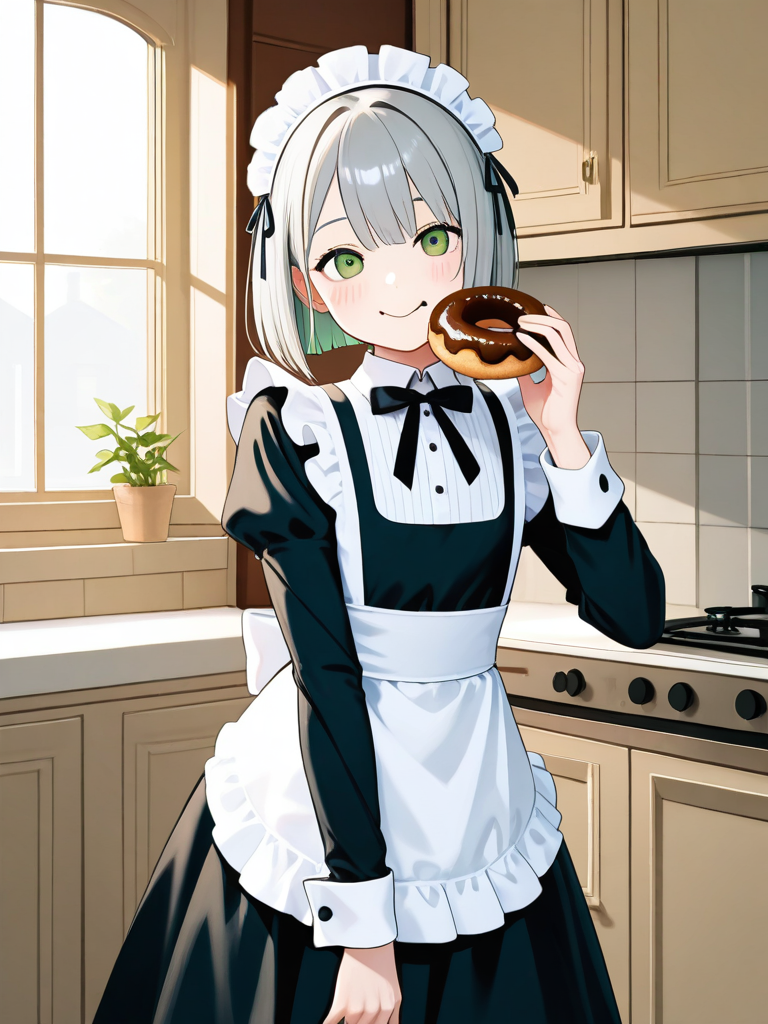 Sasha sneaking a donut.　ドーナツを摘まみ食いしてしまうサーシャ