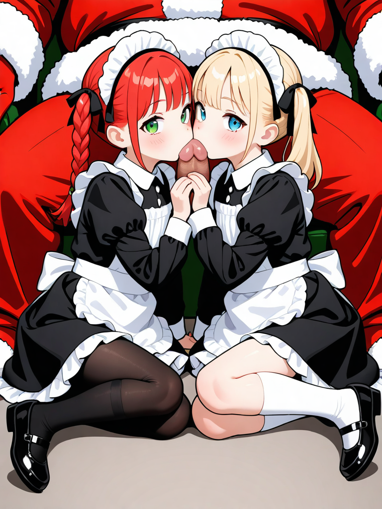Isla and Shirley gave Santa Claus a present♡ (a blowjob)./アイラとシャーリーはサンタクロースのおじいさんにプレゼント(フェラチオ)しました♡