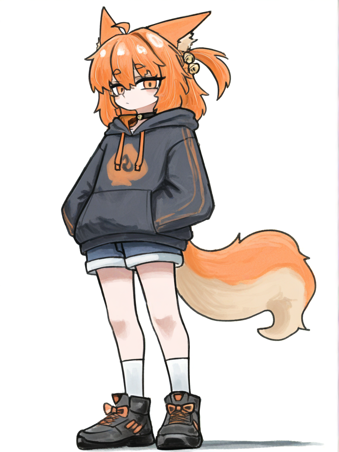 [sketchy-painterly-style] 1girl, y_sprunki, teenager, orange hair, orange eyes, single character, full body, looking at viewer, anime style, simple background, white background