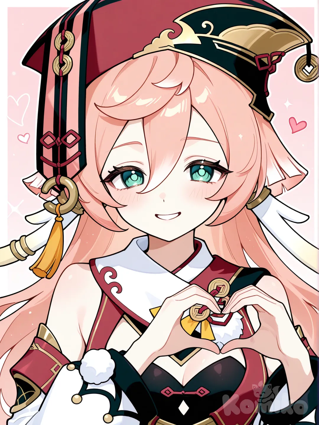 @Yanfei_(Genshin_Impact), heart hands, upper body