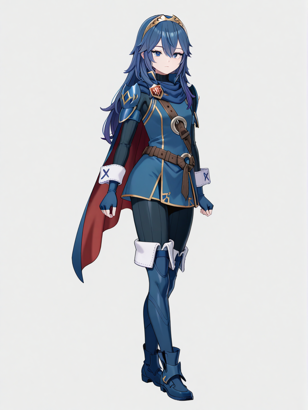[3d-anime-style] 851099_jinusenpai_bowser-lucina (1), single character, full body, looking at viewer, anime style, simple background, white background
