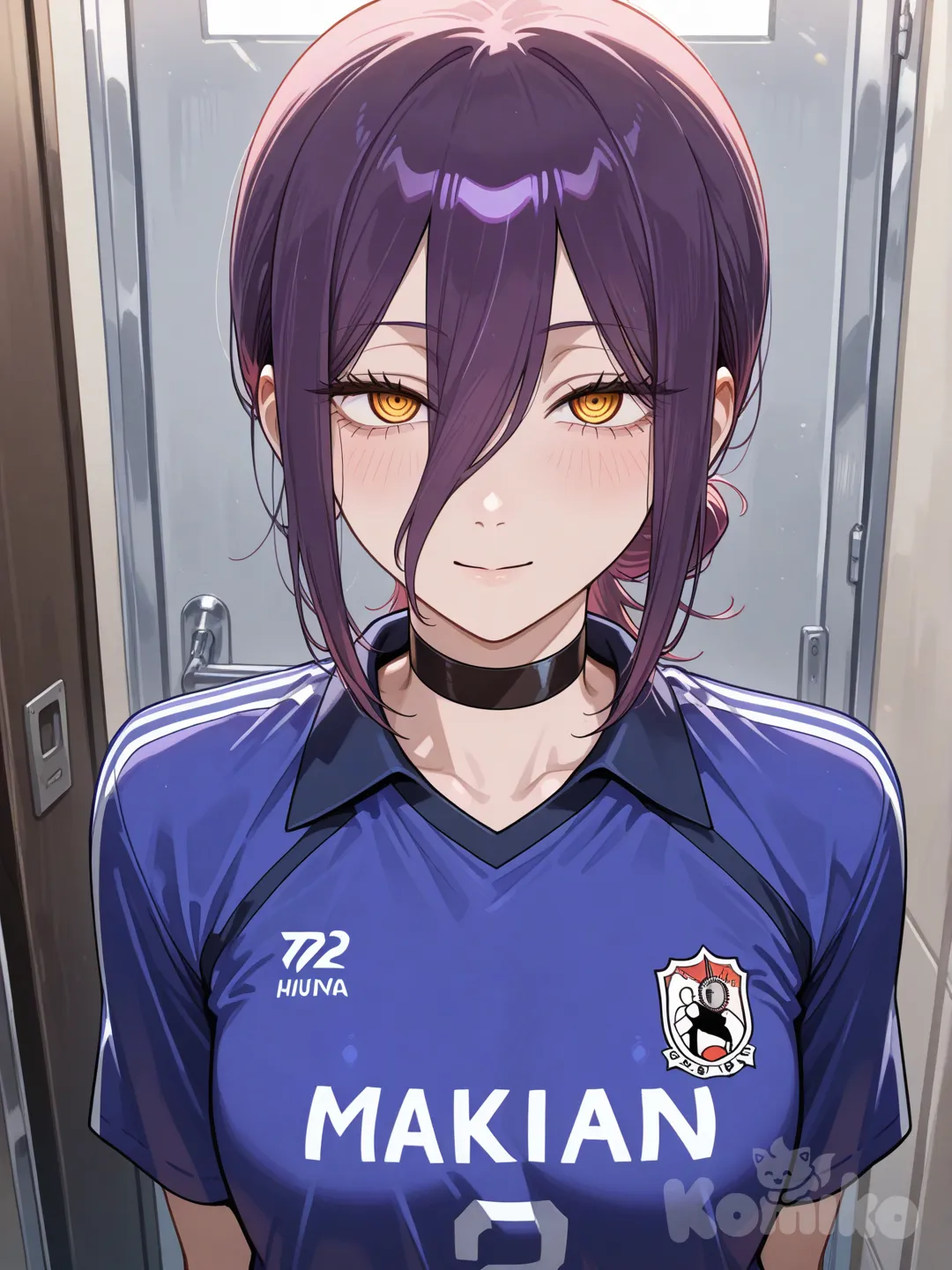 makima (chainsaw man), reze (chainsaw man), soccer uniform