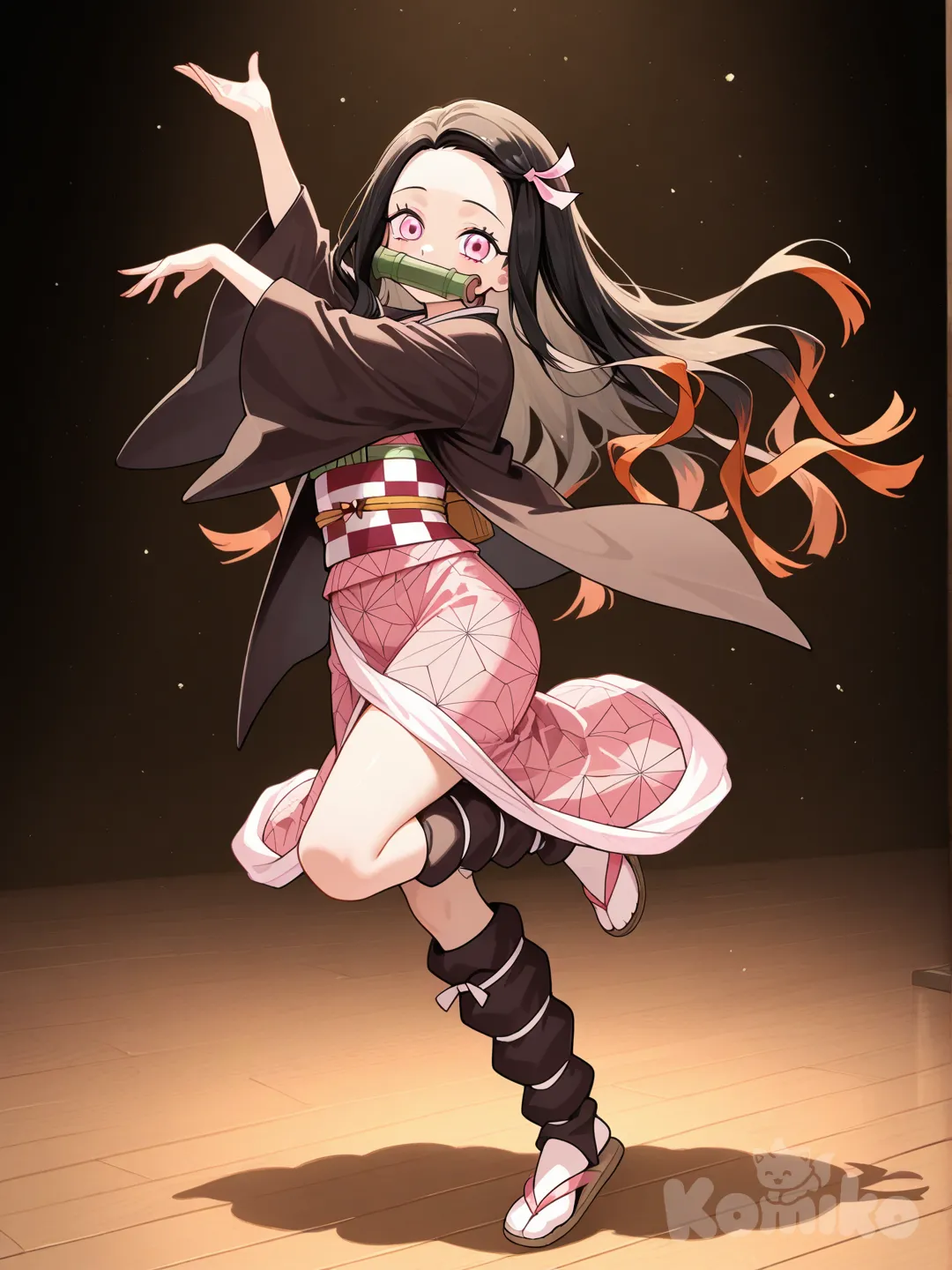 @Kamado_Nezuko, dancing, full body
