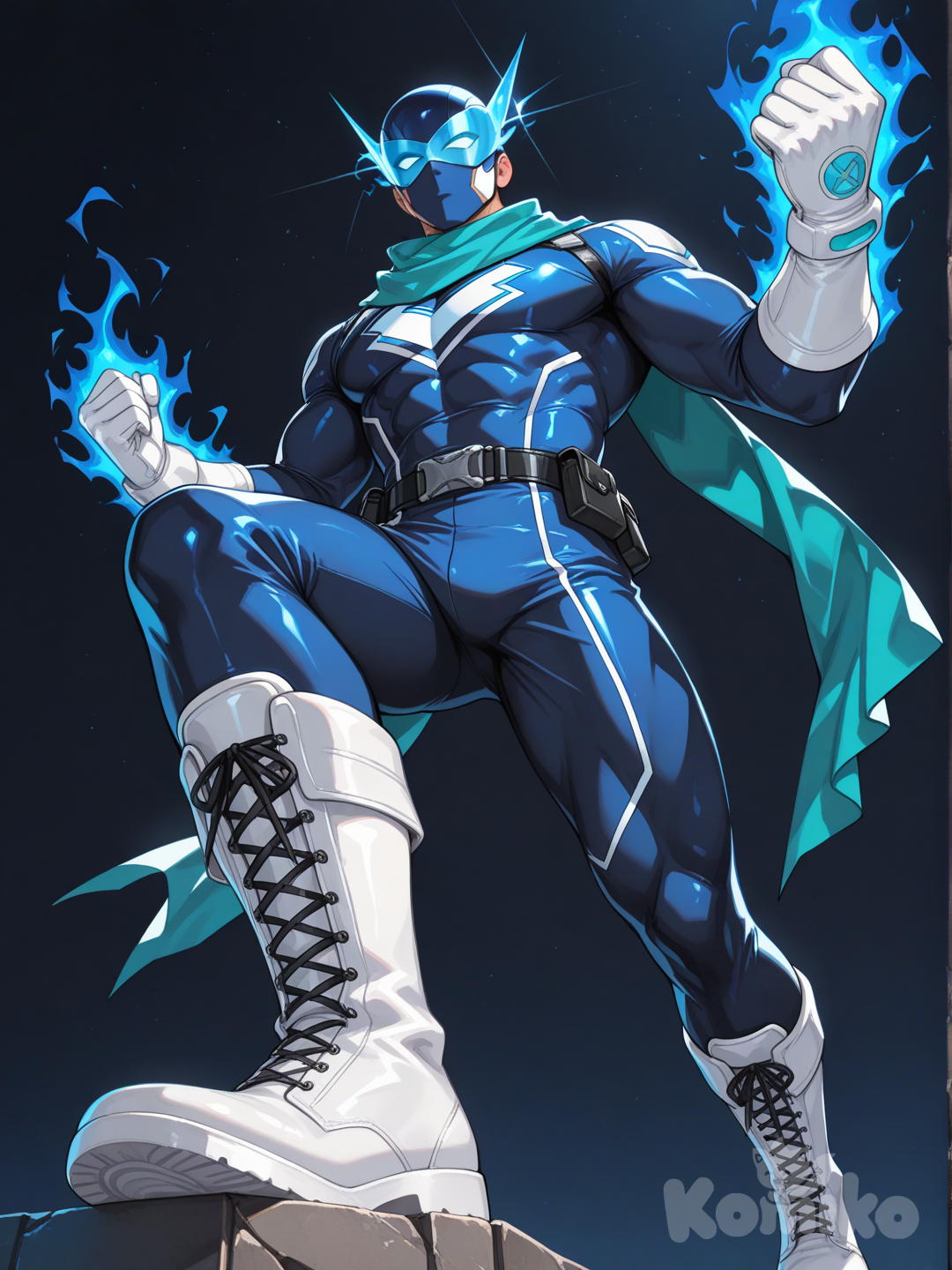 Blue Superhero Einzan Blau