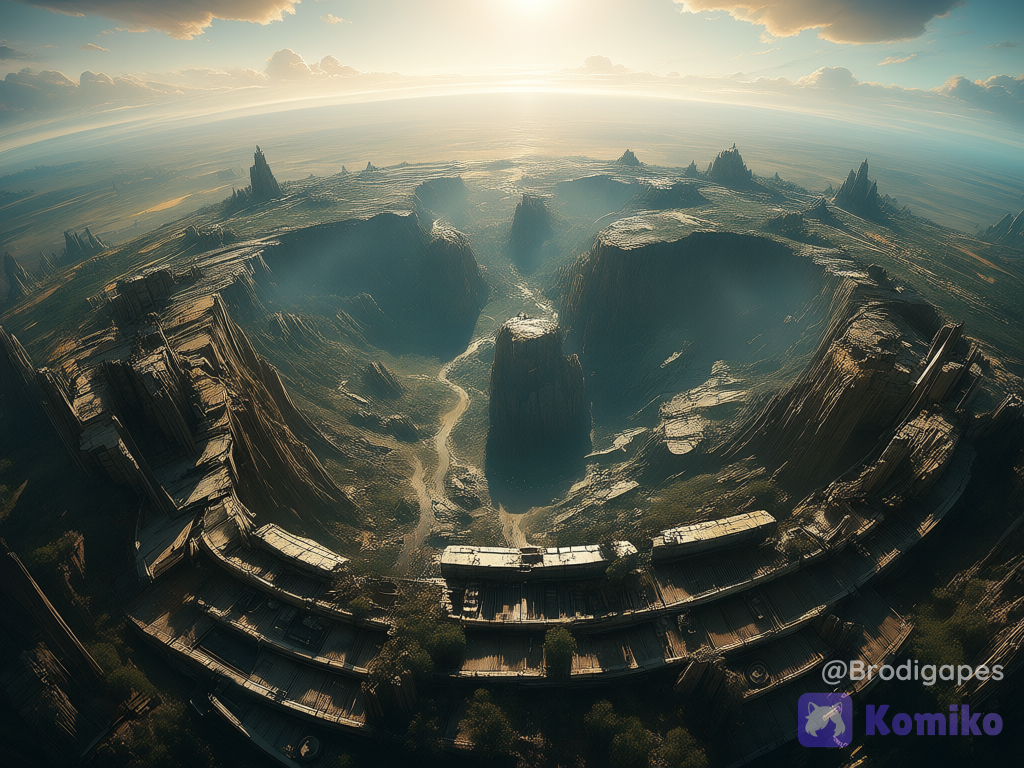 post-apocalypse, no humans, realistic, scenery, landscape, outdoors, bird's-eye view
