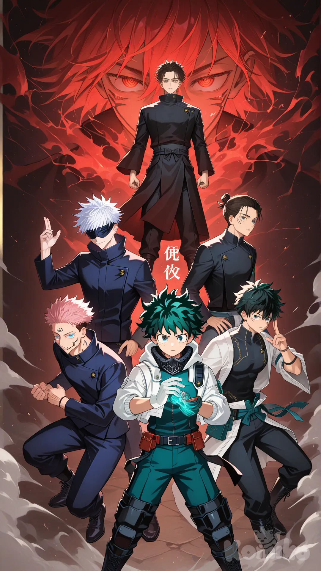 @Dan_Heng_(Honkai:Star_Rail), @Midoriya_Izuku, @Eren_Yeager, @Gojou_Satoru, @Ryoumen_Sukuna_(Jujutsu_Kaisen)