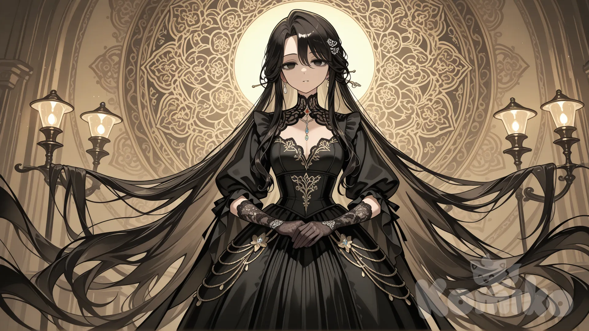 A woman of haunting elegance, shaped by a Victorian world brushed with the supernatural. She moves like drifting fog—quiet, deliberate, almost weightless—her long, layered dress flowing in soft waves that hint at hidden power. Dark silks, embroidered patterns, and lace gloves create an air of refined mystery, as though she belongs to both high society and the shadows between worlds.
Her posture is impeccable, poised with aristocratic grace, yet her presence carries a faint chill—an aura that makes lamps flicker and whispers stir at the edge of hearing. Her hair is styled with intricate pins and delicate ornaments, some bearing symbols not found in any ordinary book. Even her scent feels surreal: subtle hints of old paper, cold night air, and something indescribable.
Her eyes are calm, observant, and unsettlingly deep, reflecting secrets she will never speak aloud. She chooses her words with almost ritual precision, her voice soft yet commanding. Her gestures are elegant but uncanny, as if guided by intuition beyond mortal senses.
People feel drawn to her, though they cannot say why. She seems to walk with unseen companions—or perhaps through places others cannot perceive—moving between gaslamp-lit alleys and occult societies with the same serene confidence. She embodies grace wrapped in enigma, beauty touched by the otherworldly, and a quiet power that feels ancient, patient, and impossible to ignore.