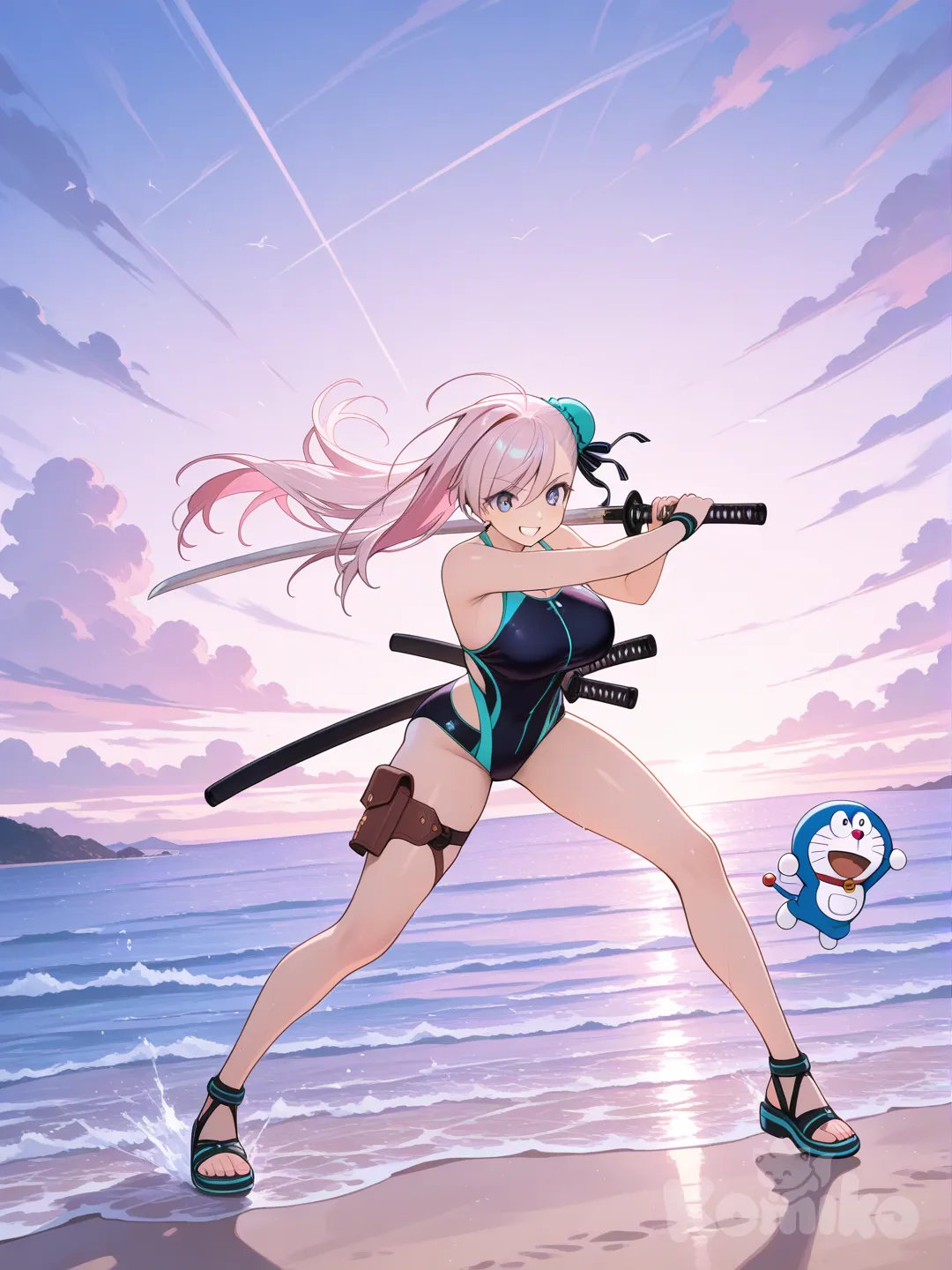 miyamoto musashi (swimsuit berserker) (fate), doraemon