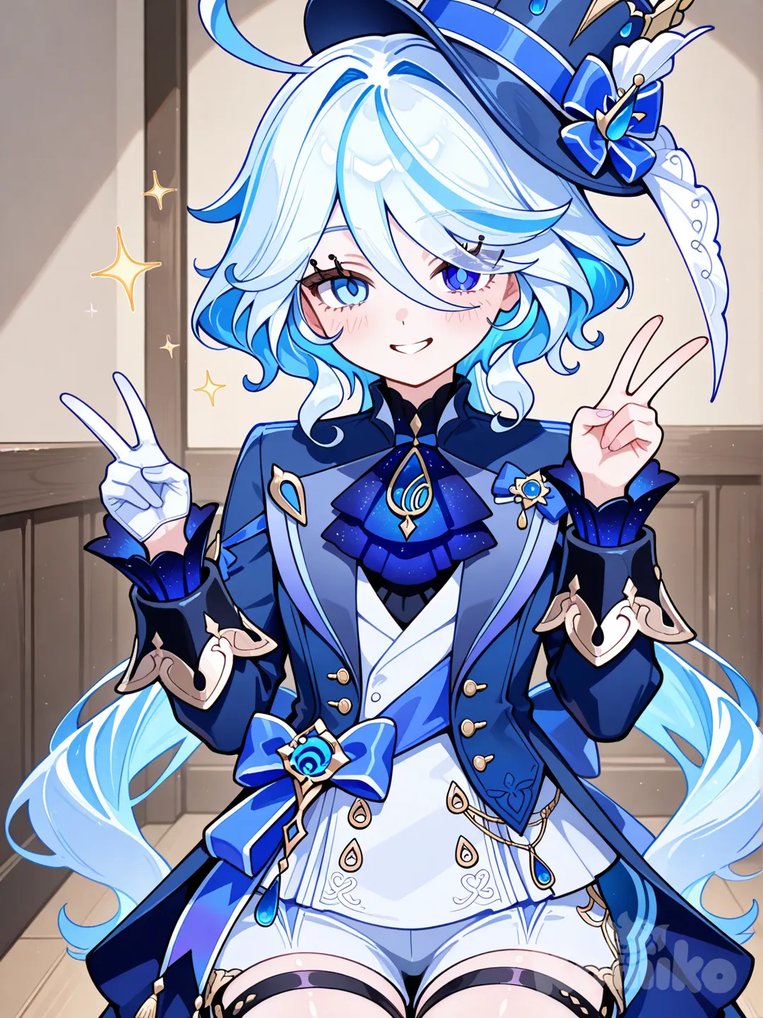 @Furina_(Genshin_Impact), v sign