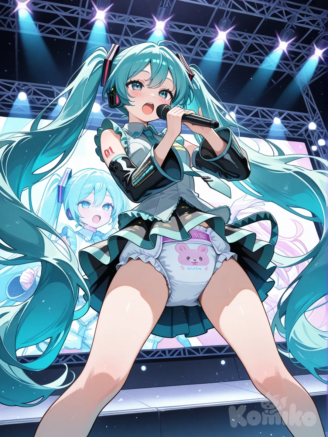 @Hatsune_Miku in a diaper singing
