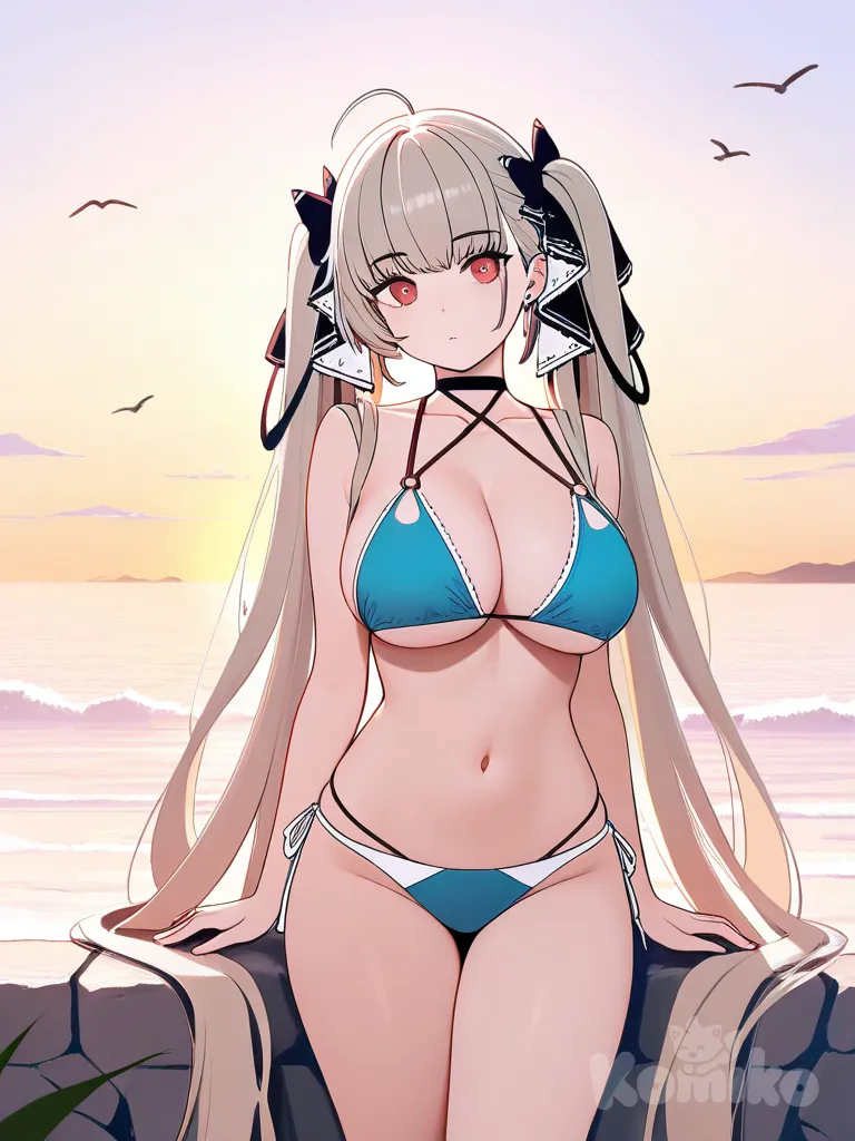Formidable (The Lady Of The Beach) (Azur Lane), bird's-eye view, ocean, waterfall
