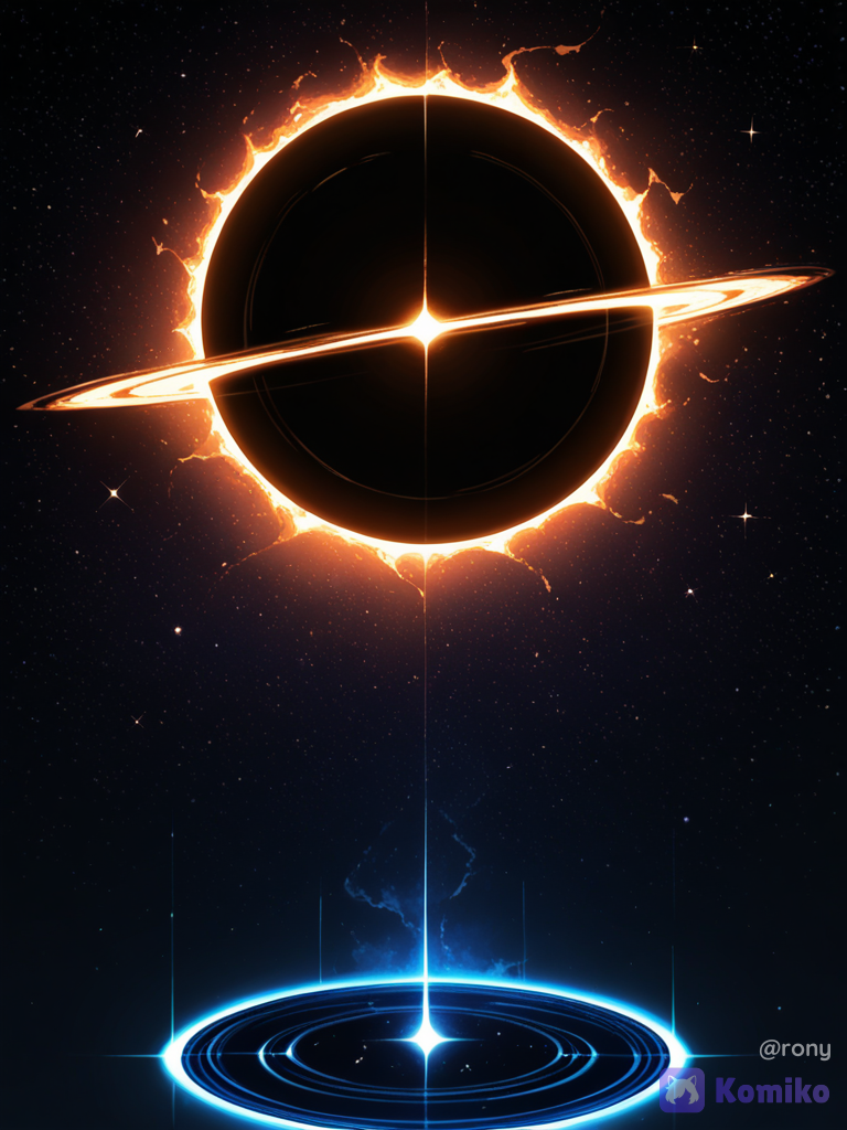 Universal black hole that looks realistic with mini star lights around in the multiverse