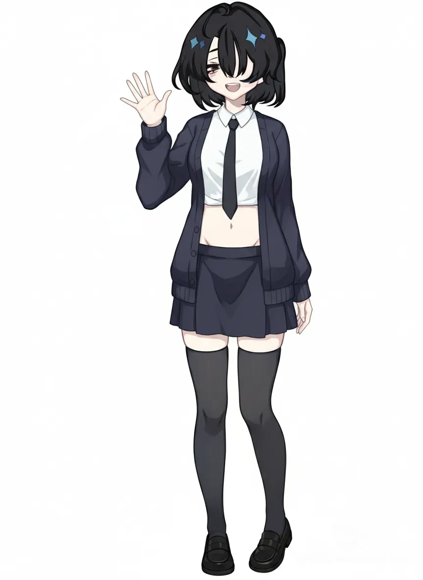 1girl, <feng-lzbD>, anime coloring, waving, full body, front profile photo, ambient light, white background