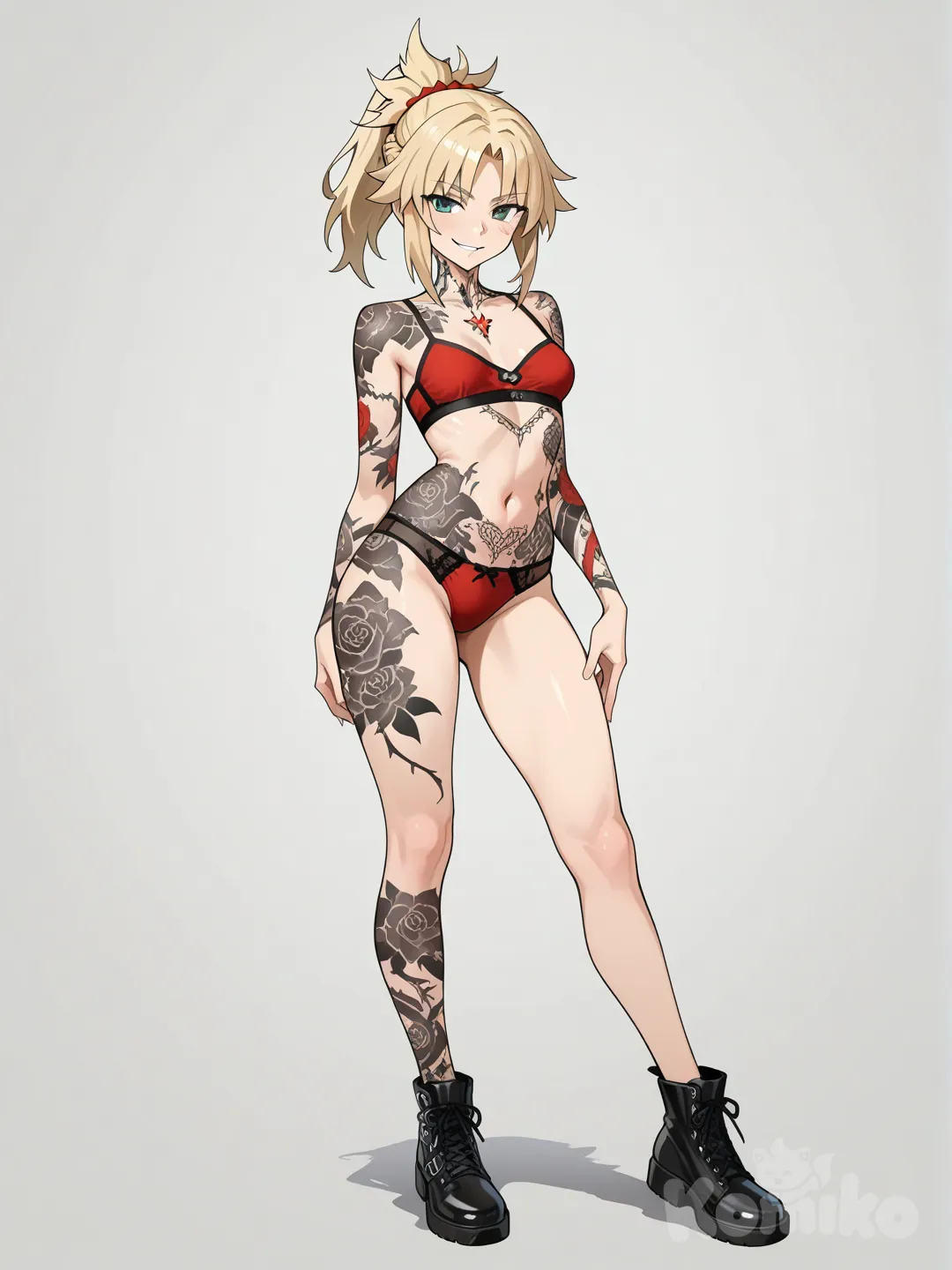 Revealing her beautiful tattoos