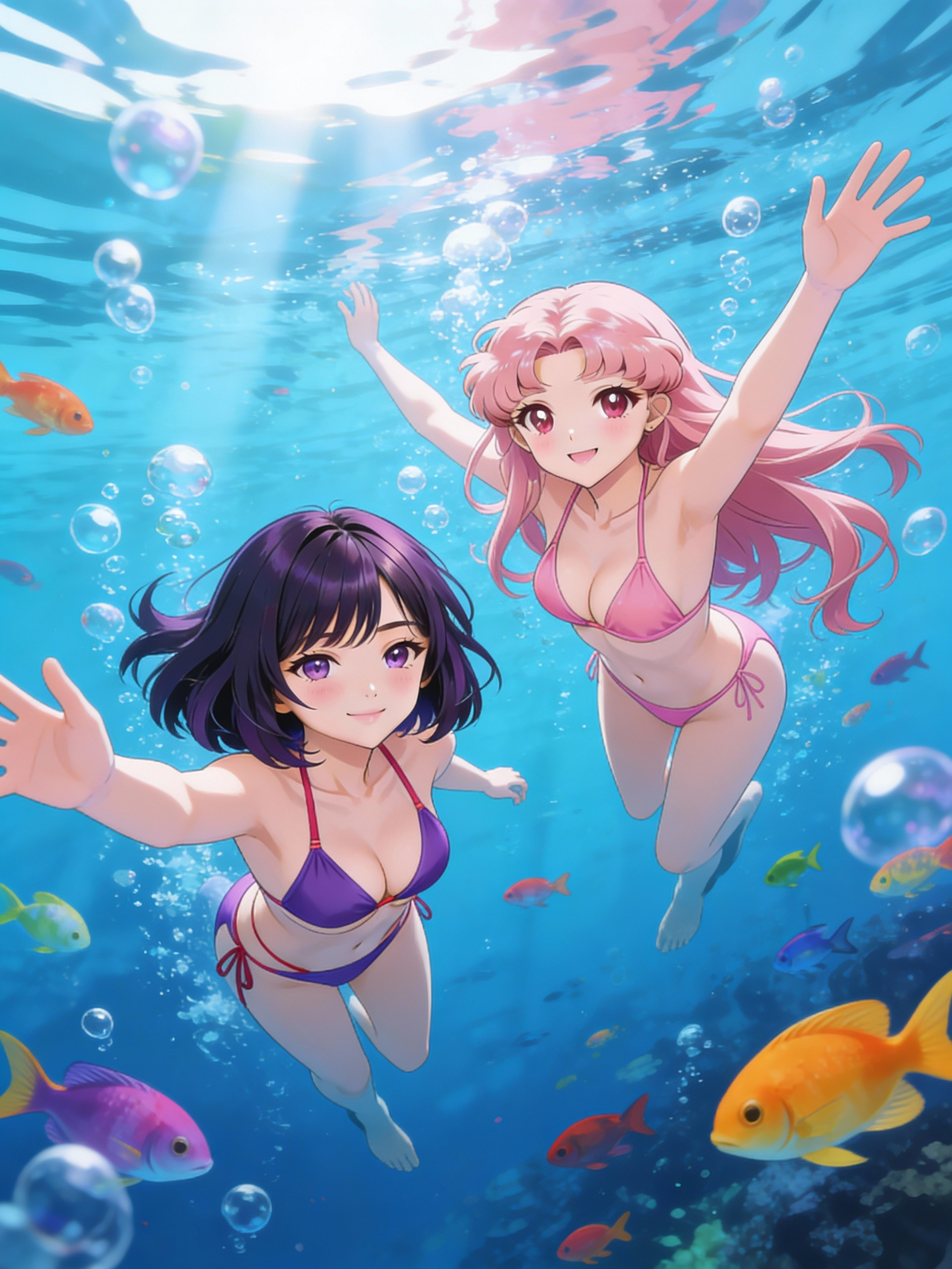 Hotaru + ChibiUsa at the beach
