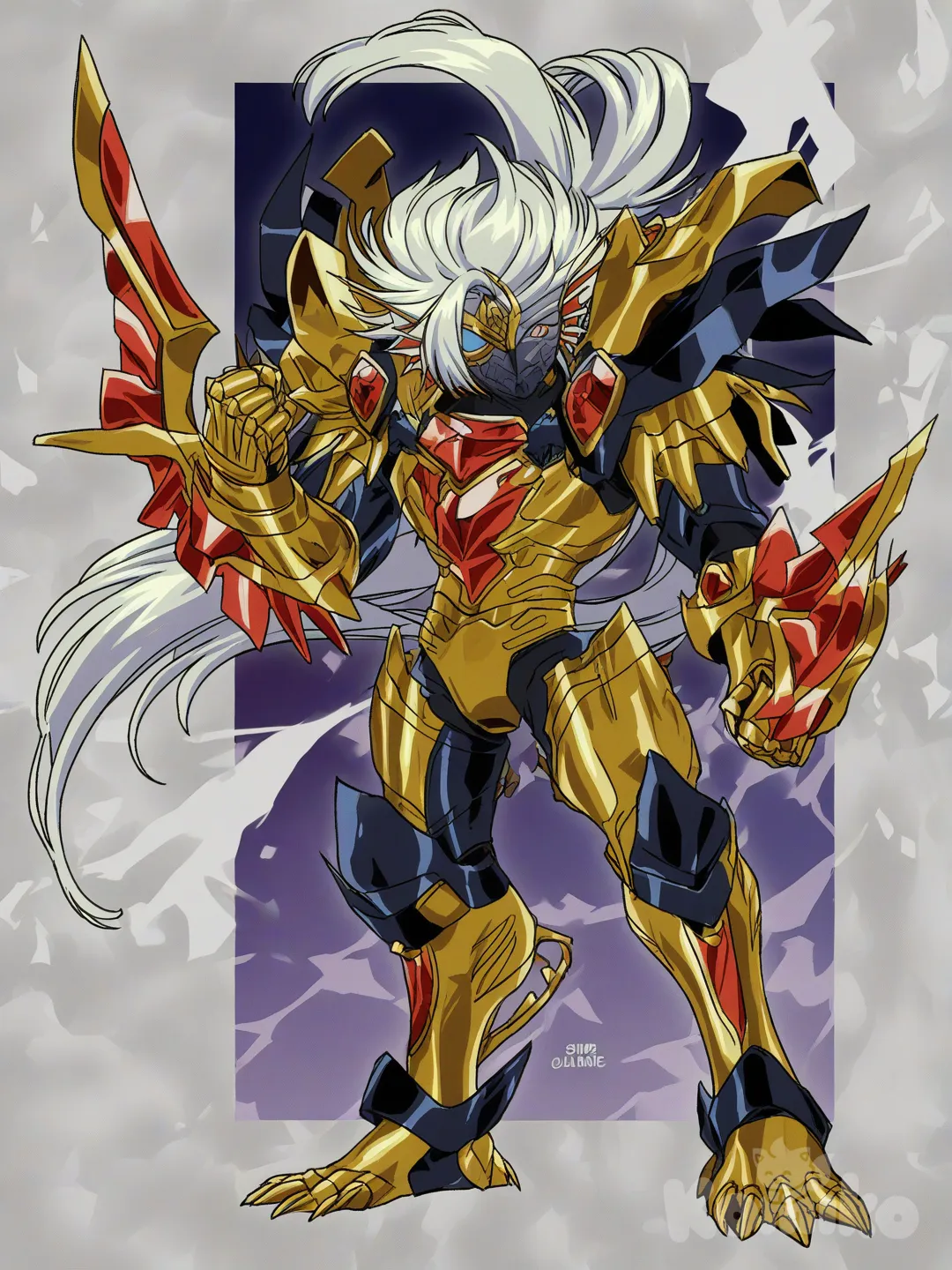 {
 "pose_analysis": {
 "overall_stance": "Action dynamic profile",
 "orientation": {
 "torso": "Profile view (left side visible)",
 "head": "Profile view, facing forward (left)",
 "hips": "Quarter-turn toward the camera"
 },
 "upper_body_disposition": {
 "right_arm": {
 "shoulder": "Fully extended forward",
 "elbow": "Locked/Straight",
 "hand": "Open palm, fingers splayed (active tension)"
 },
 "left_arm": {
 "shoulder": "Pulled back/Recoiled",
 "elbow": "Sharply bent (acute angle)",
 "hand": "Clenched fist, positioned at hip level"
 }
 },
 "lower_body_disposition": {
 "right_leg": {
 "hip": "Flexed forward",
 "knee": "Deeply bent",
 "position": "Leading leg"
 },
 "left_leg": {
 "hip": "Extended backward",
 "knee": "Partially hidden, suggesting a trailing stride",
 "position": "Support leg"
 }
 },
 "center_of_gravity": "Low and forward-leaning",
 "implied_motion": "Forward propulsion / Kinetic energy release"
 }
}, @alkanphel-BhT7, [90s-shojo-style]