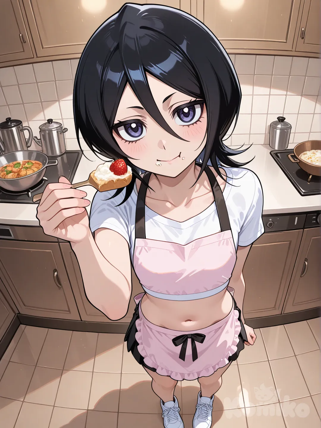 kuchiki rukia, belly, stage, full body,