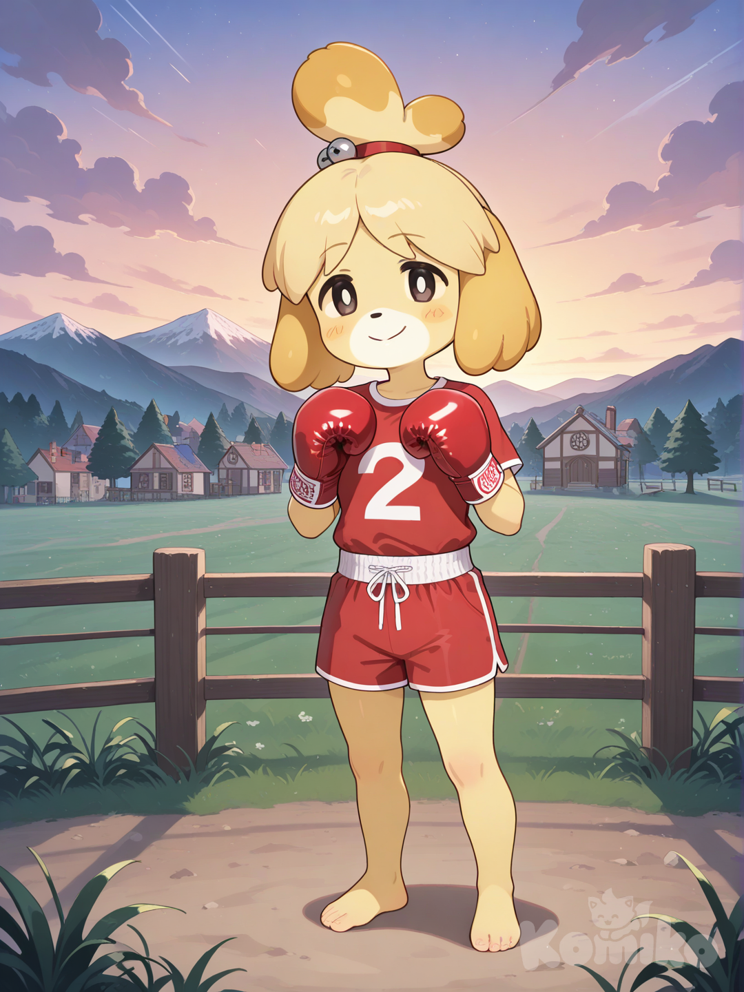 Isabelle, the worker of village boxing champ 