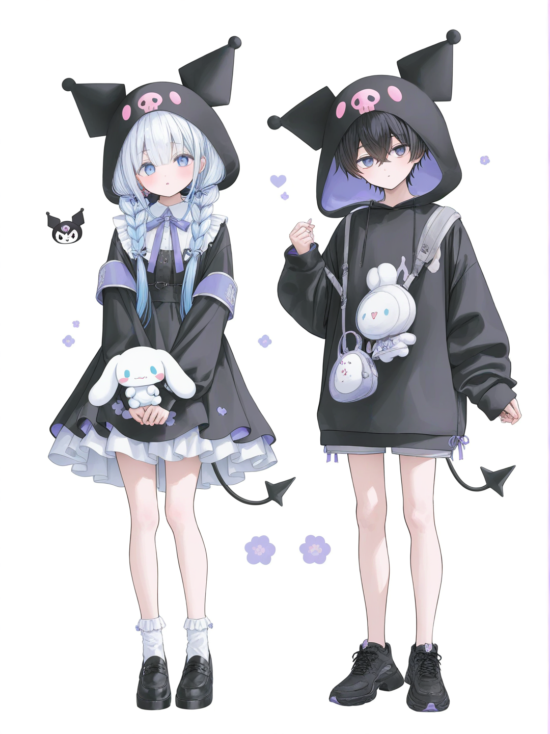 Cinamoroll and Kuromi humans version