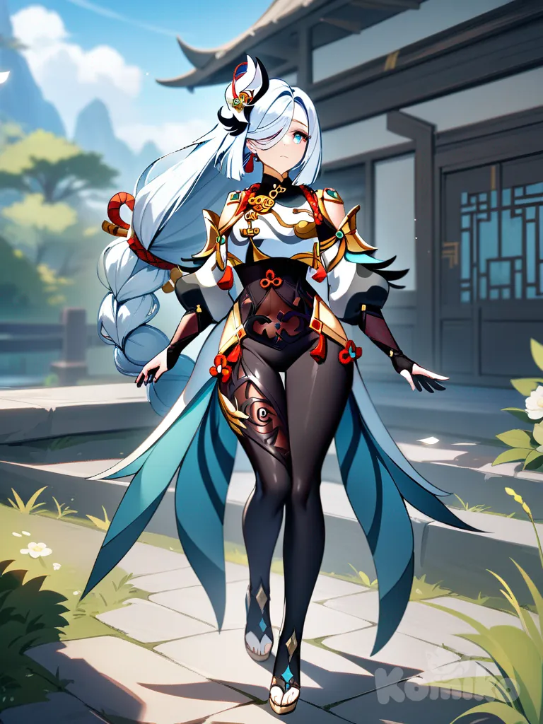 shenhe (genshin impact), cosplay saber (fate), full body