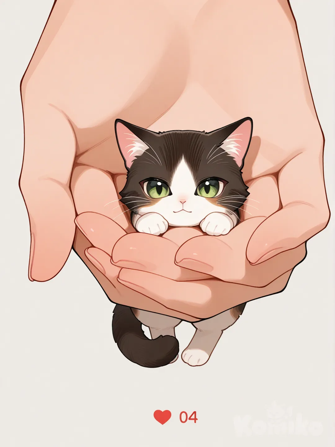 cat, 1boy, mini person