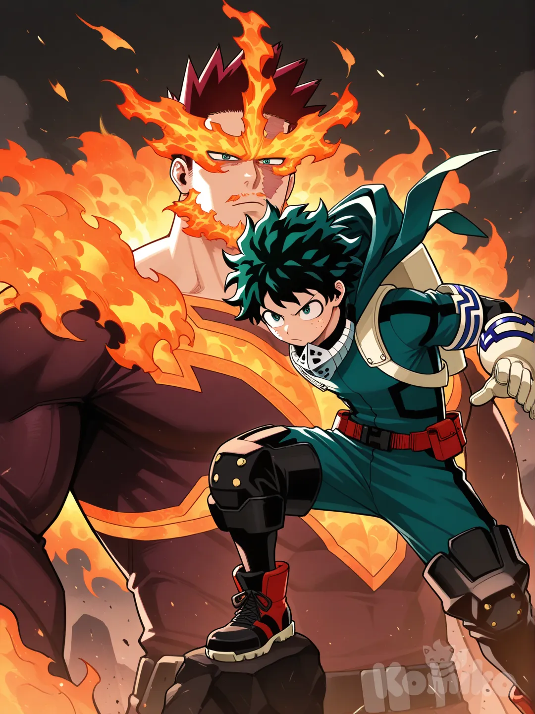 @Endeavor_(Boku_No_Hero_Academia), stocky, @Midoriya_Izuku, muscular