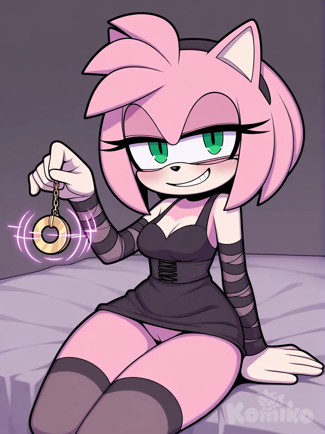 Sonic the hedgehog series, hypnosis, anthro mobian, Amy Rose, mobian, cute, furry, Amy Rose mobian, mobian has a small pendulum on the short chain in her hand, mobian swing her small pendulum back and forth , hypnotic induction, horny face, sitting on the bed, swing her small yellow pendulum in her hand, bedroom , pendulum focus,only one pendulum, pussy, stockings, quality, Beautiful visual quality, extremely very aesthetic, high production value, high-skill, 1girl, very high resolution, semi-realistic anime art. Intricate and impressive anime artwork with stunningly beautiful composition and style, no femdom
It's an aesthetically pleasing character. It's an aesthetically pleasing image. It's an aesthetically pleasing image. It's an aesthetically pleasing image, anthro illustration, fine details, looking at viewer, pov, [pop-toon-style]