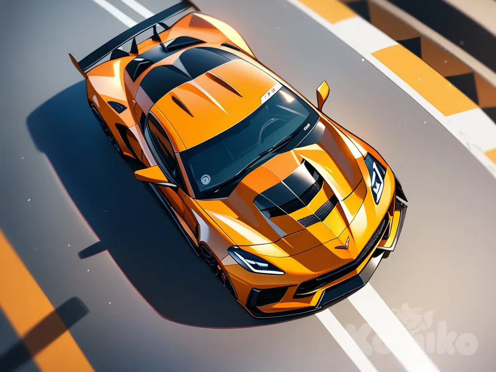 chevrolet corvette c7 ZR1, 1car, orange color